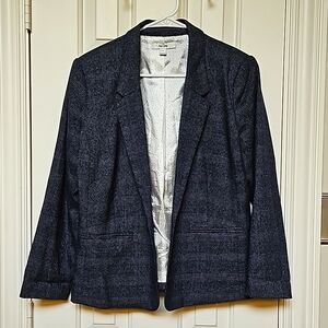 EUC Kensie Blue Plaid Blazer with Polkadot Lining Size Medium